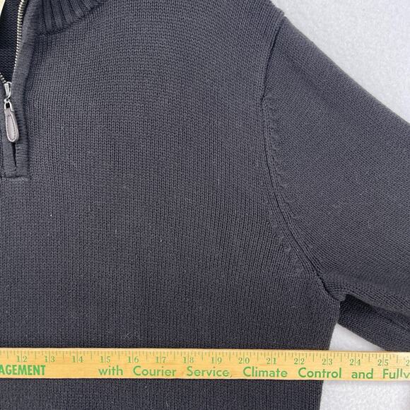LL BEAN Sweater Mens L Heavyweight 1/4 Zip Pullover Cotton Black - Picture 9 of 11